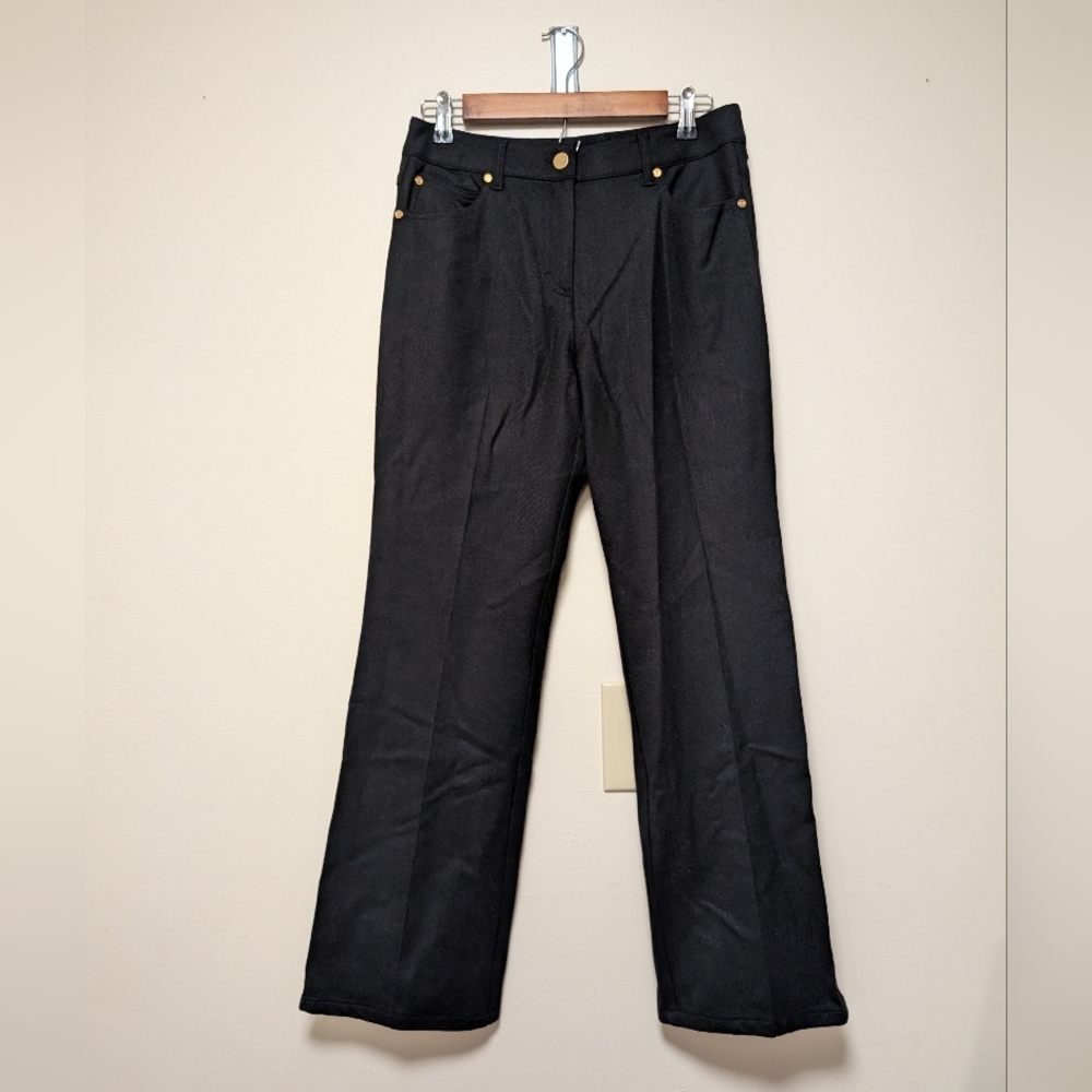 Escada Black Tailored Pants Gold Hardware Size 36